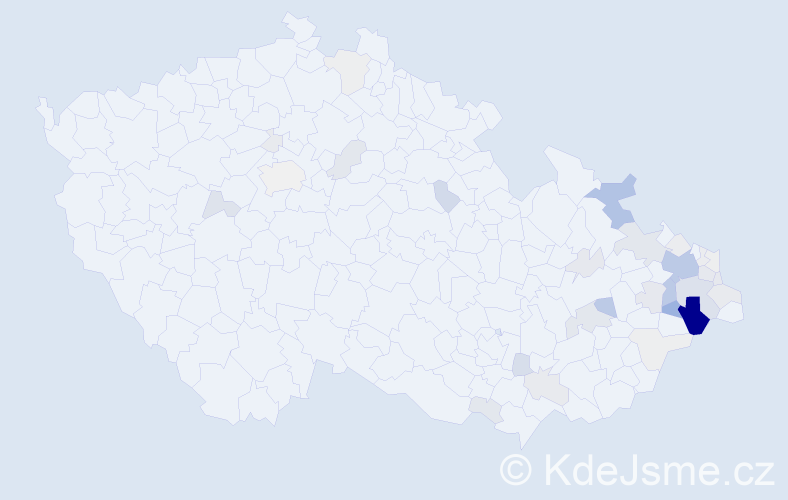 Příjmení: 'Pavlisková', počet výskytů 150 v celé ČR
