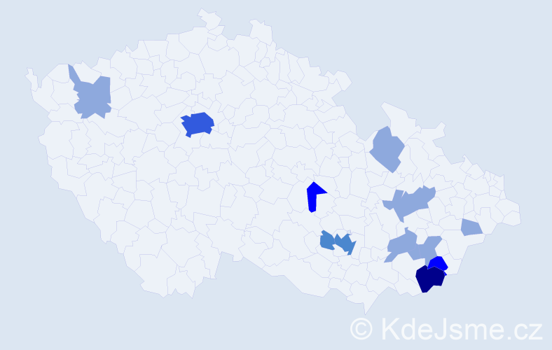 Příjmení: 'Maca', počet výskytů 27 v celé ČR