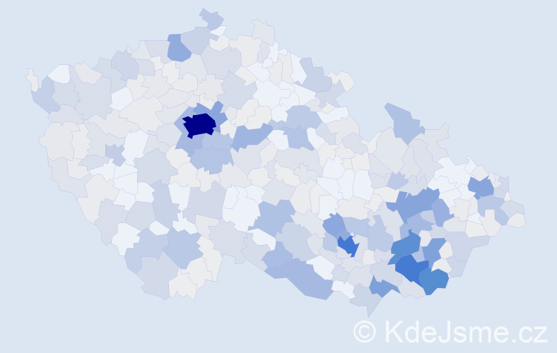 Příjmení: 'Králík', počet výskytů 1667 v celé ČR