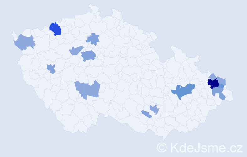Příjmení: 'Pivovarová', počet výskytů 39 v celé ČR