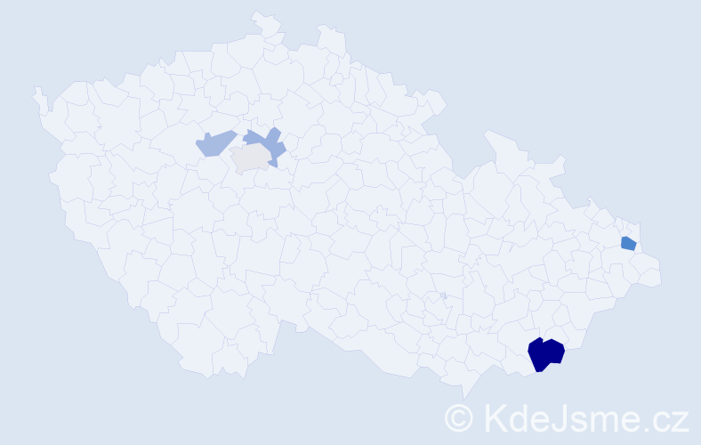 Příjmení: 'Hájnik', počet výskytů 10 v celé ČR