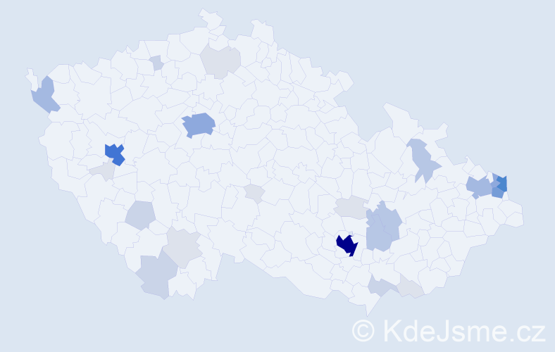 Příjmení: 'Parči', počet výskytů 102 v celé ČR