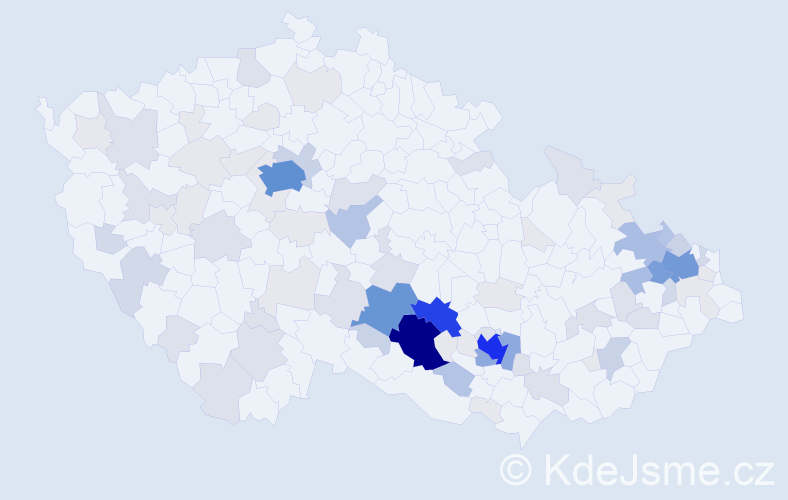 Příjmení: 'Vidlák', počet výskytů 310 v celé ČR
