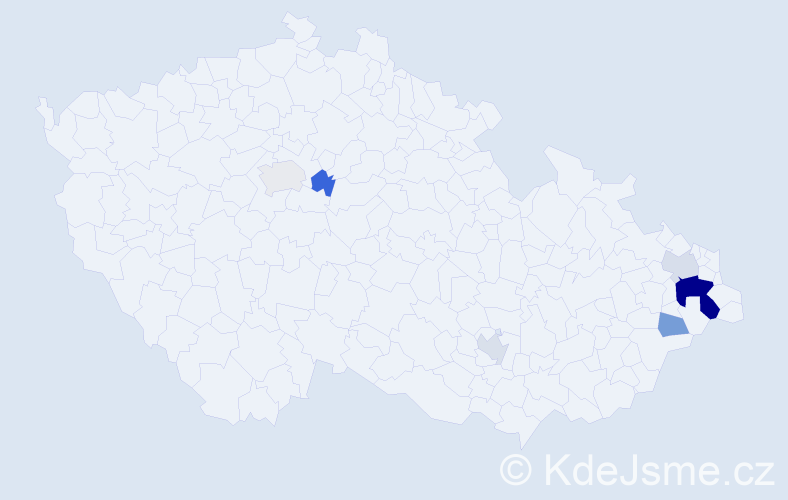Příjmení: 'Morisák', počet výskytů 13 v celé ČR