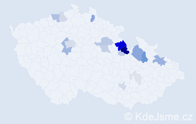 Příjmení: 'Durchánková', počet výskytů 73 v celé ČR