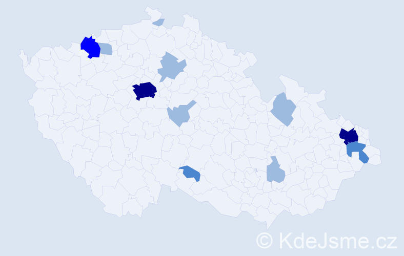 Příjmení: 'Krolák', počet výskytů 21 v celé ČR