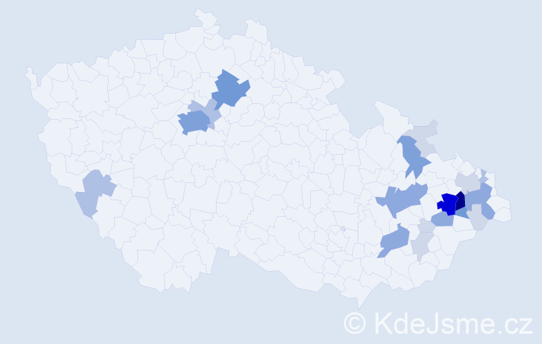 Příjmení: 'Melčáková', počet výskytů 72 v celé ČR