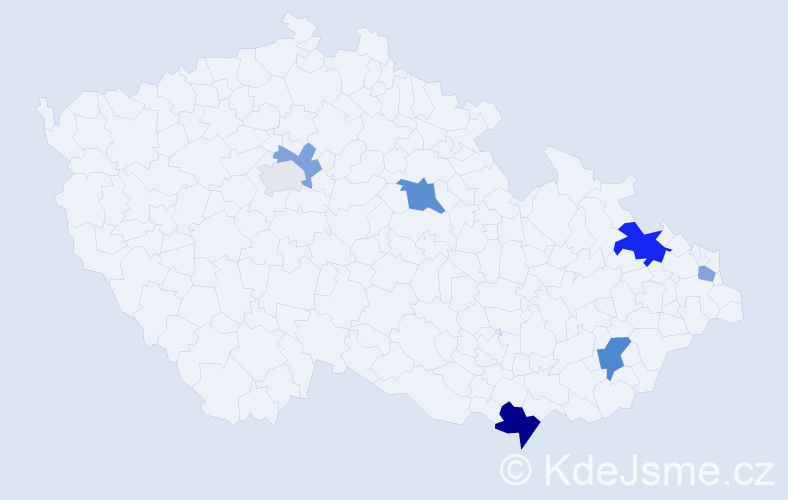 Příjmení: 'Barvičová', počet výskytů 13 v celé ČR