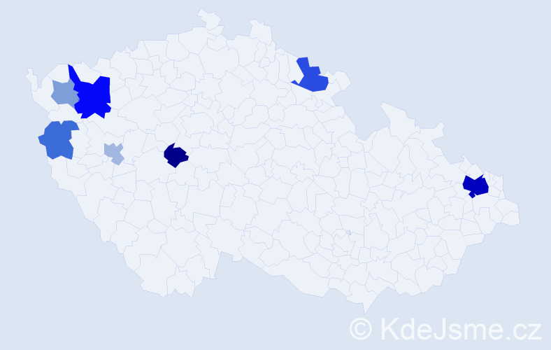 Příjmení: 'Kompánek', počet výskytů 18 v celé ČR