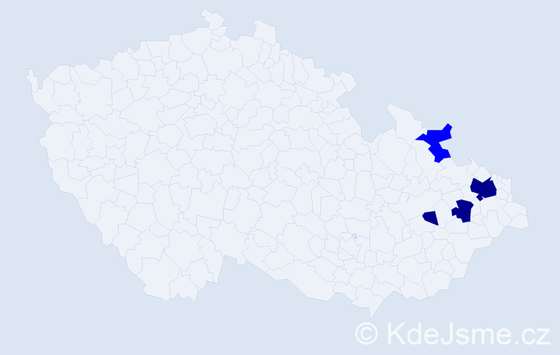 Příjmení: 'Kučavíková', počet výskytů 7 v celé ČR