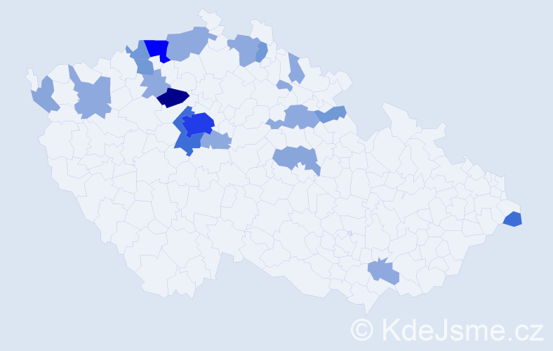 Příjmení: 'Maximová', počet výskytů 58 v celé ČR
