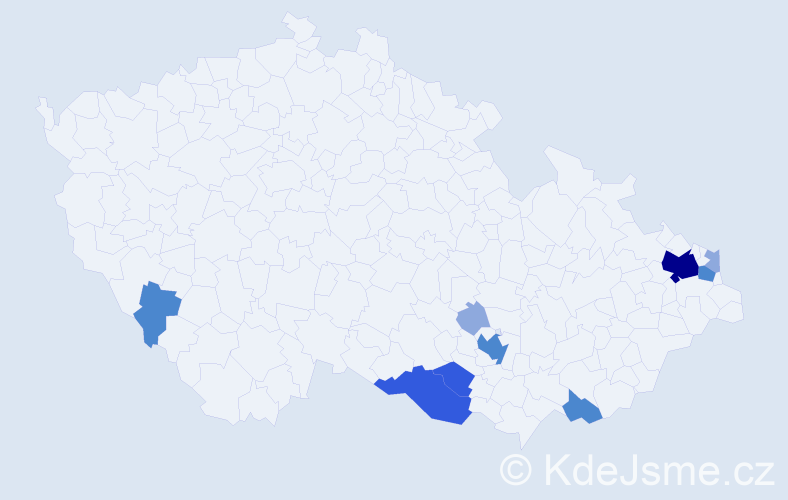 Příjmení: 'Porzer', počet výskytů 21 v celé ČR