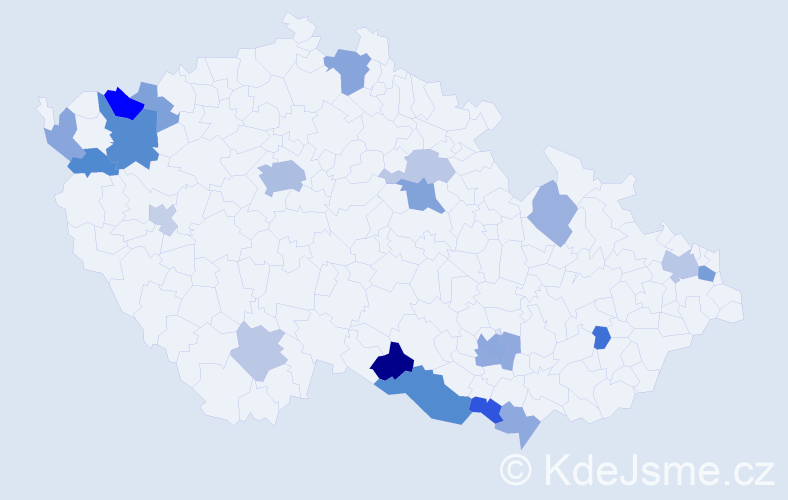 Příjmení: 'Jelinek', počet výskytů 41 v celé ČR