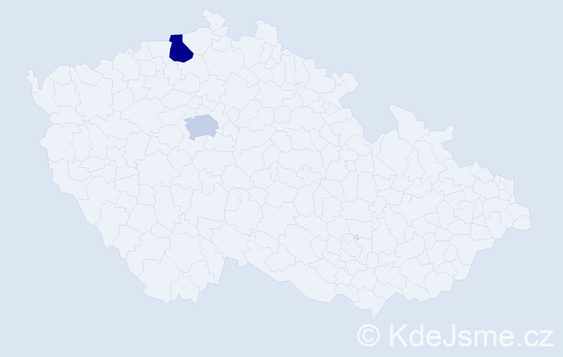 Příjmení: 'Zdenka', počet výskytů 5 v celé ČR