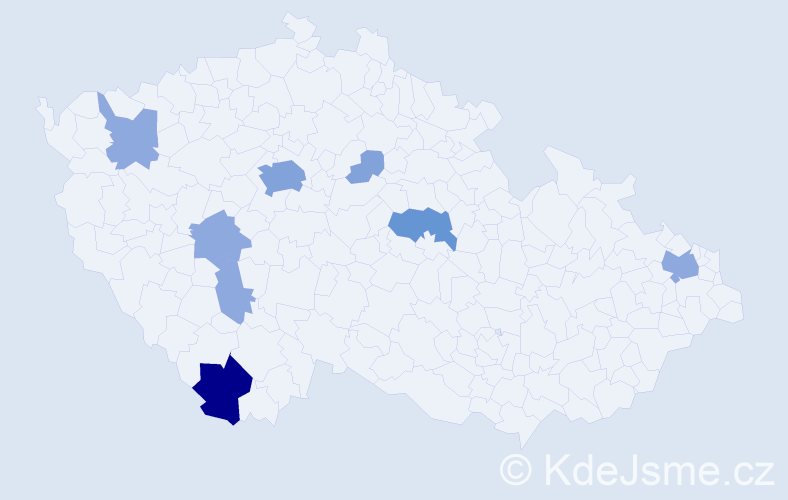 Příjmení: 'Sixlová', počet výskytů 19 v celé ČR