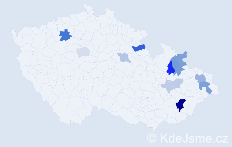 Příjmení: 'Fancová', počet výskytů 23 v celé ČR