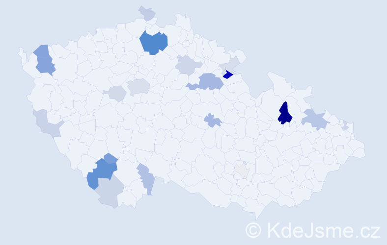 Příjmení: 'Sztojková', počet výskytů 58 v celé ČR