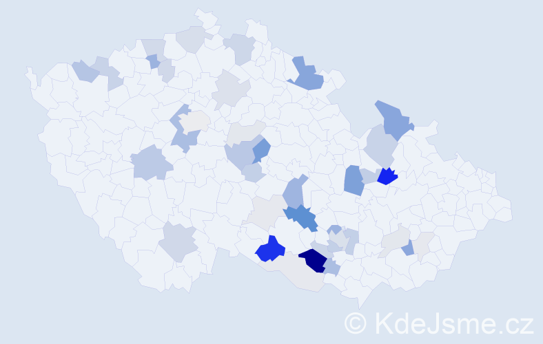 Příjmení: 'Bartuněk', počet výskytů 131 v celé ČR