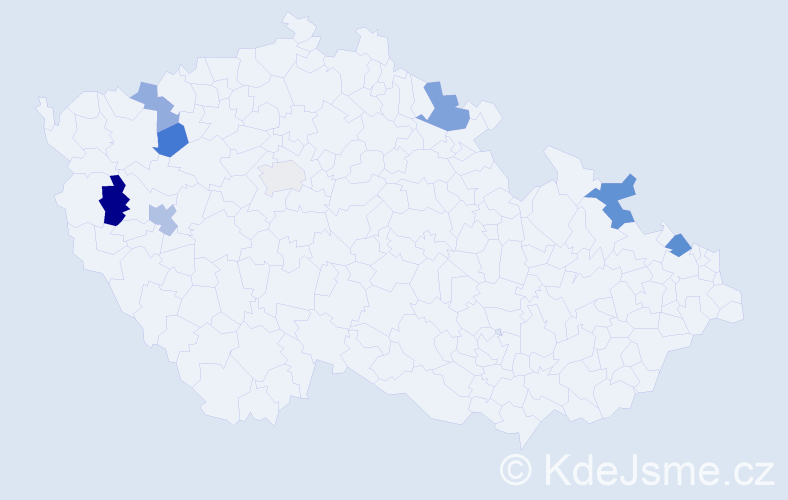 Příjmení: 'Mečár', počet výskytů 13 v celé ČR