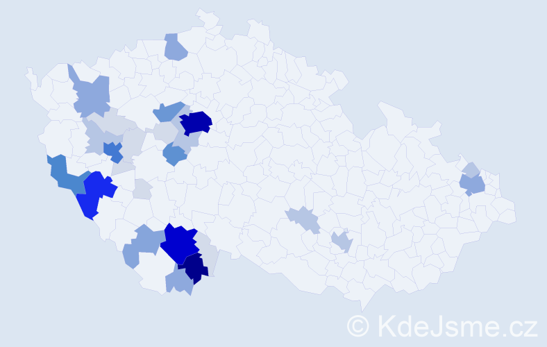Příjmení: 'Brousek', počet výskytů 122 v celé ČR