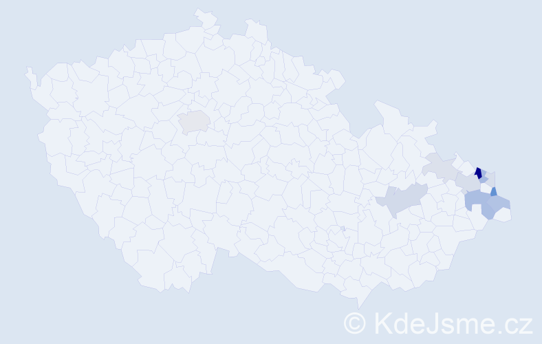 Příjmení: 'Kika', počet výskytů 61 v celé ČR