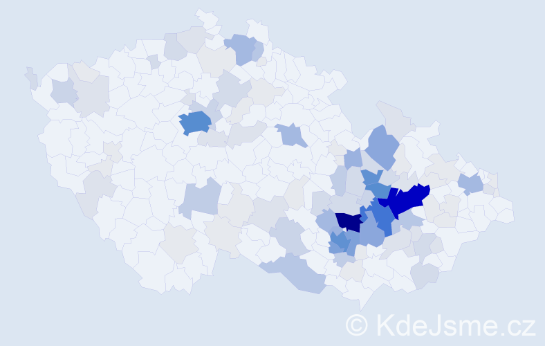 Příjmení: 'Slouka', počet výskytů 434 v celé ČR