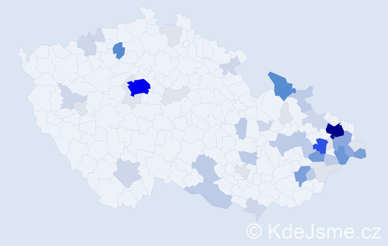Příjmení: 'Závada', počet výskytů 196 v celé ČR