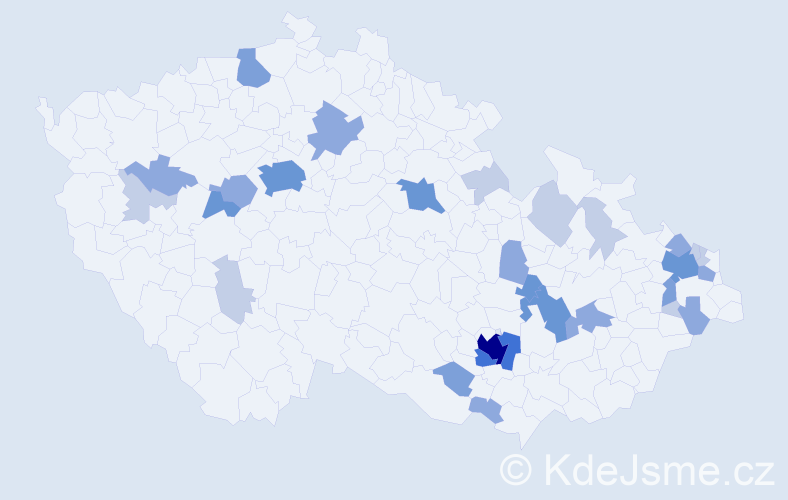 Příjmení: 'Šmid', počet výskytů 76 v celé ČR