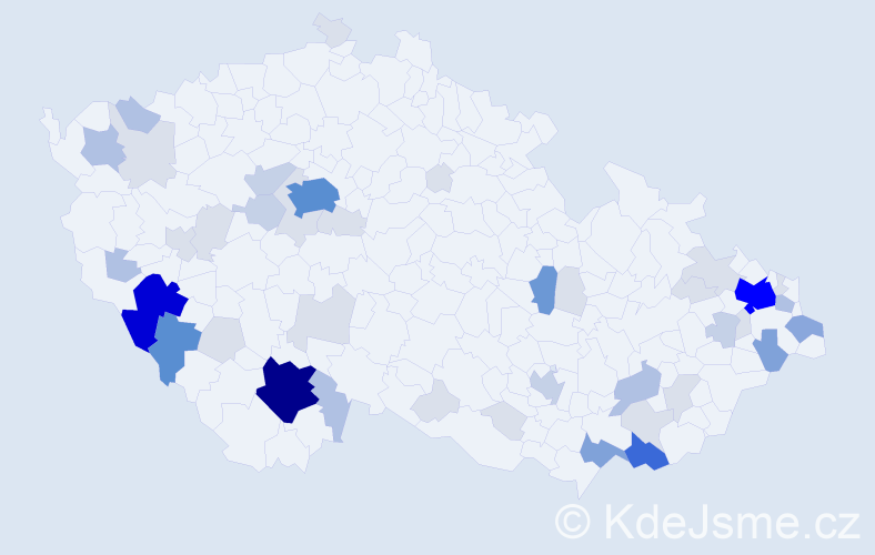 Příjmení: 'Pytel', počet výskytů 163 v celé ČR