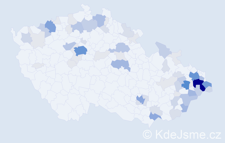 Příjmení: 'Zubková', počet výskytů 254 v celé ČR
