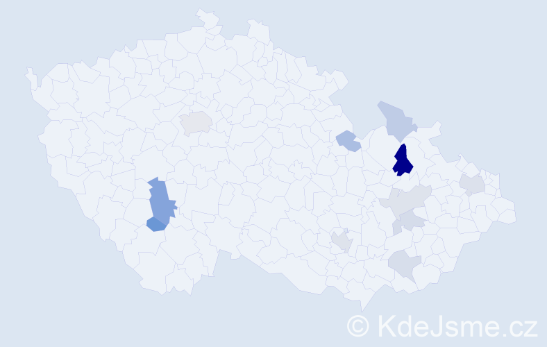 Příjmení: 'Nebes', počet výskytů 21 v celé ČR