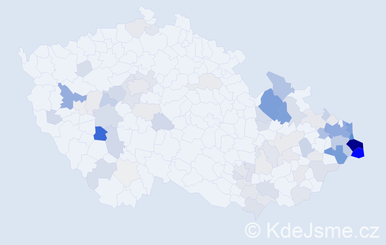 Příjmení: 'Motyková', počet výskytů 377 v celé ČR