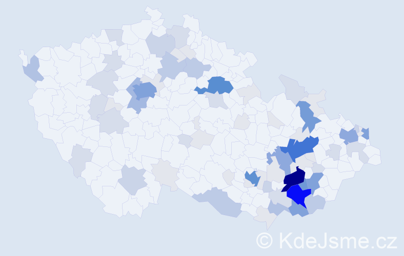 Příjmení: 'Melichárek', počet výskytů 292 v celé ČR