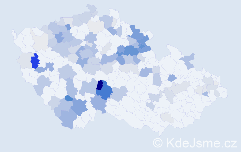 Příjmení: 'Kačer', počet výskytů 419 v celé ČR