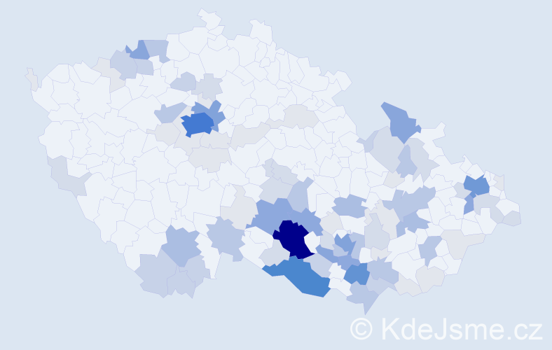 Příjmení: 'Bula', počet výskytů 293 v celé ČR