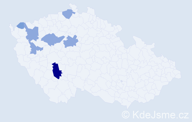 Příjmení: 'Káca', počet výskytů 16 v celé ČR
