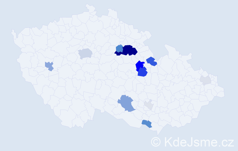 Příjmení: 'Mencák', počet výskytů 34 v celé ČR