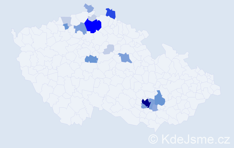 Příjmení: 'Proch', počet výskytů 54 v celé ČR