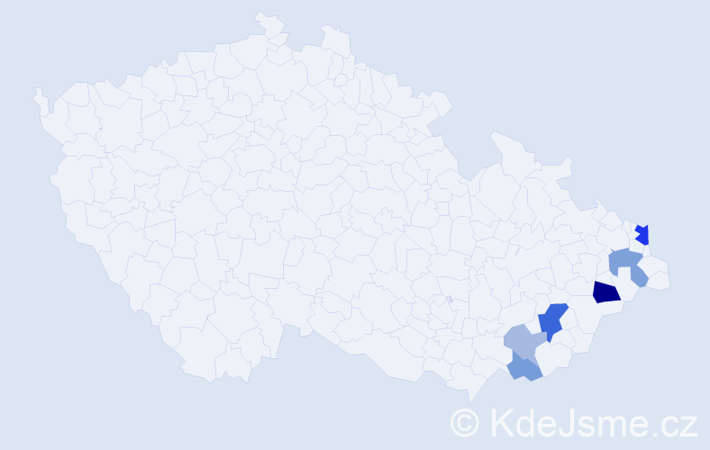 Příjmení: 'Martyčáková', počet výskytů 15 v celé ČR