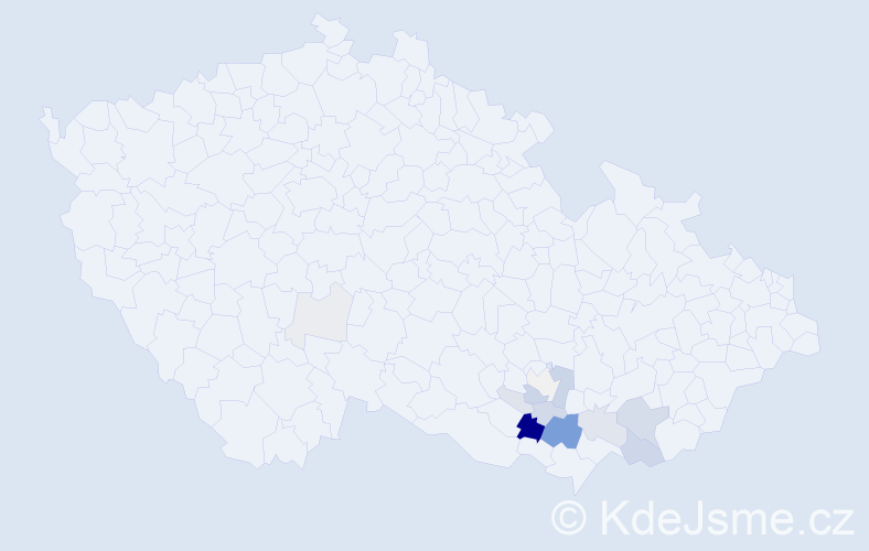 Příjmení: 'Rouzek', počet výskytů 45 v celé ČR