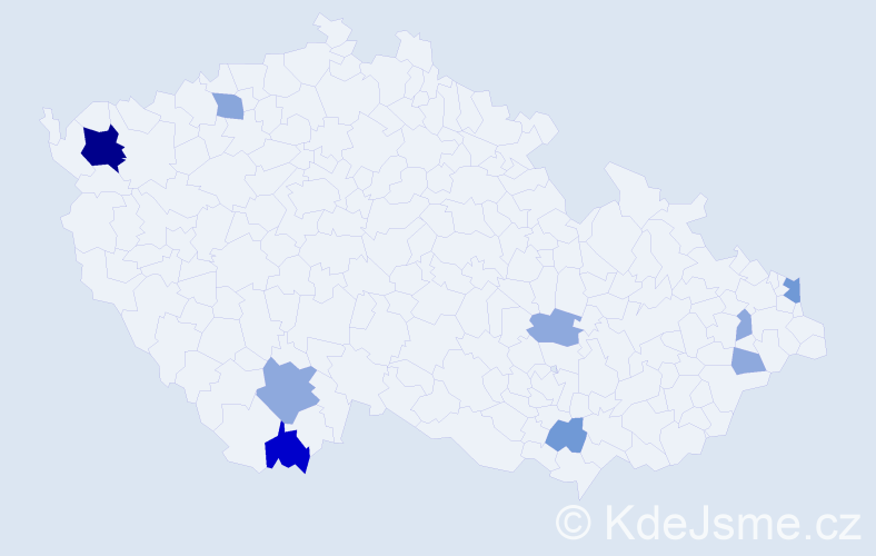 Příjmení: 'Dibalová', počet výskytů 29 v celé ČR