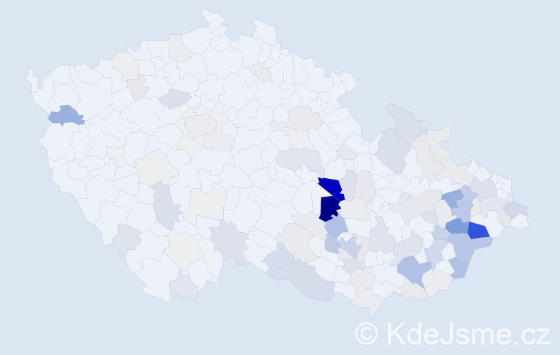 Příjmení: 'Mitáš', počet výskytů 344 v celé ČR