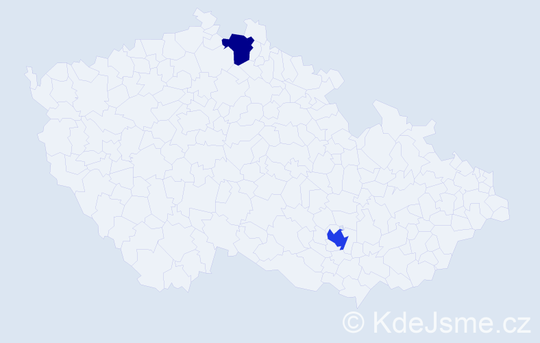 Příjmení: 'Kudinková', počet výskytů 5 v celé ČR