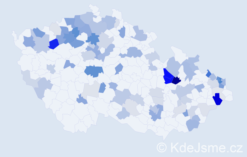 Příjmení: 'Milková', počet výskytů 249 v celé ČR