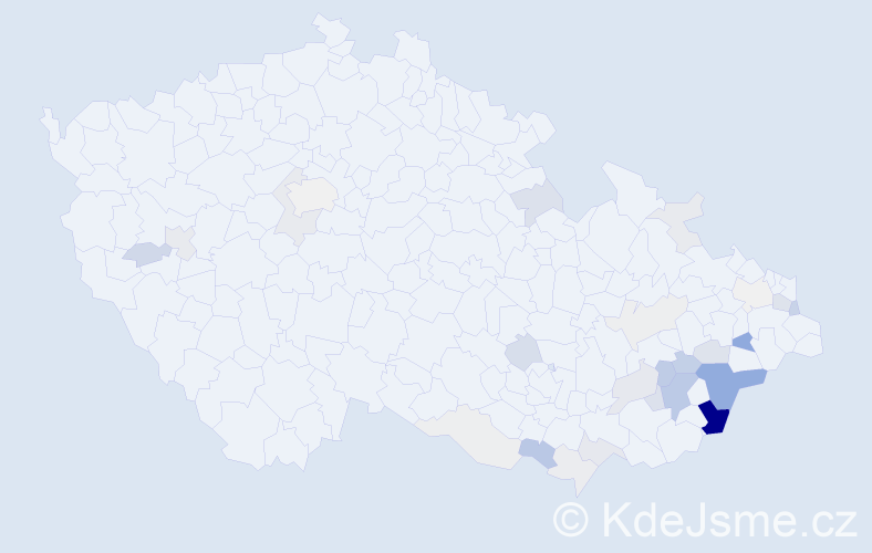 Příjmení: 'Maniš', počet výskytů 109 v celé ČR