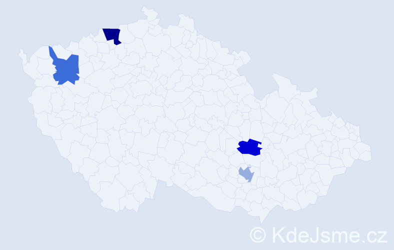 Příjmení: 'Ruseva', počet výskytů 5 v celé ČR