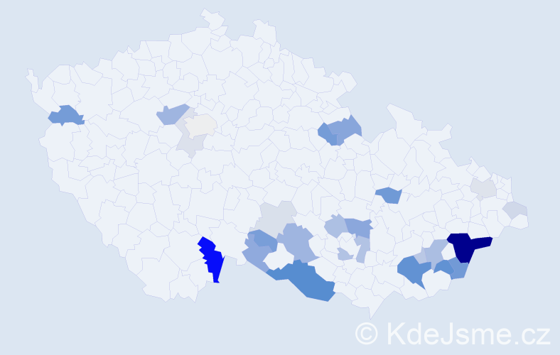 Příjmení: 'Povalačová', počet výskytů 76 v celé ČR