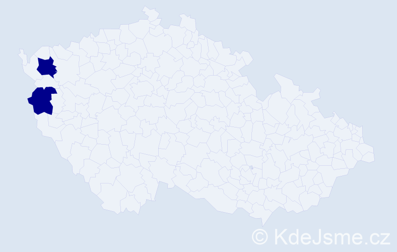 Příjmení: 'Vujčiková', počet výskytů 2 v celé ČR