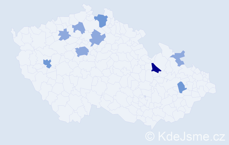 Příjmení: 'Benk', počet výskytů 23 v celé ČR