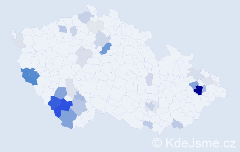 Příjmení: 'Kalíšek', počet výskytů 130 v celé ČR